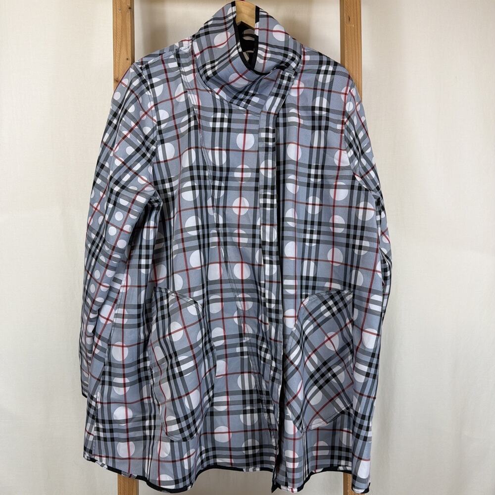 Vintage Y2K UBU Black White Polka Dot Reversible Raincoat #1297 Size 3X - Picture 9 of 14